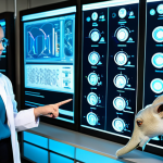**Prompt 1: Foundations of Veterinary Science**
    A focused veterinary professional, fully clothed in a modest lab coat over professional dress, meticulously studying a detailed, illuminated holographic anatomical model of a large animal in a clean, state-of-the-art research laboratory. The individual is pointing at a specific system on the model, indicating deep understanding. The background features blurred modern laboratory equipment and digital screens displaying biological data. The atmosphere is serious and academic. safe for work, appropriate content, fully clothed, professional, perfect anatomy, correct proportions, natural pose, well-formed hands, proper finger count, natural body proportions, professional photography, high quality.