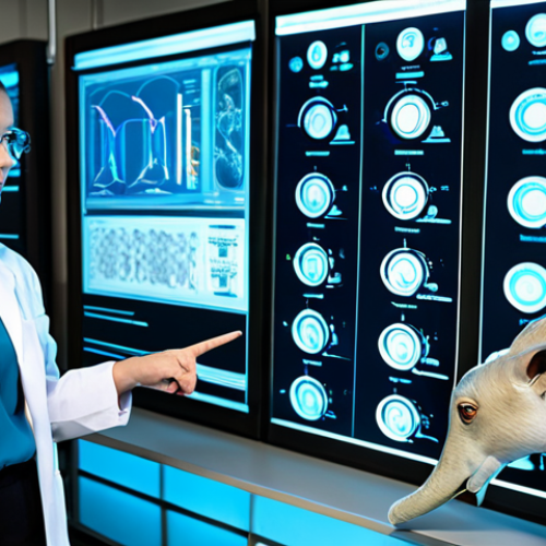**Prompt 1: Foundations of Veterinary Science**
    A focused veterinary professional, fully clothed in a modest lab coat over professional dress, meticulously studying a detailed, illuminated holographic anatomical model of a large animal in a clean, state-of-the-art research laboratory. The individual is pointing at a specific system on the model, indicating deep understanding. The background features blurred modern laboratory equipment and digital screens displaying biological data. The atmosphere is serious and academic. safe for work, appropriate content, fully clothed, professional, perfect anatomy, correct proportions, natural pose, well-formed hands, proper finger count, natural body proportions, professional photography, high quality.