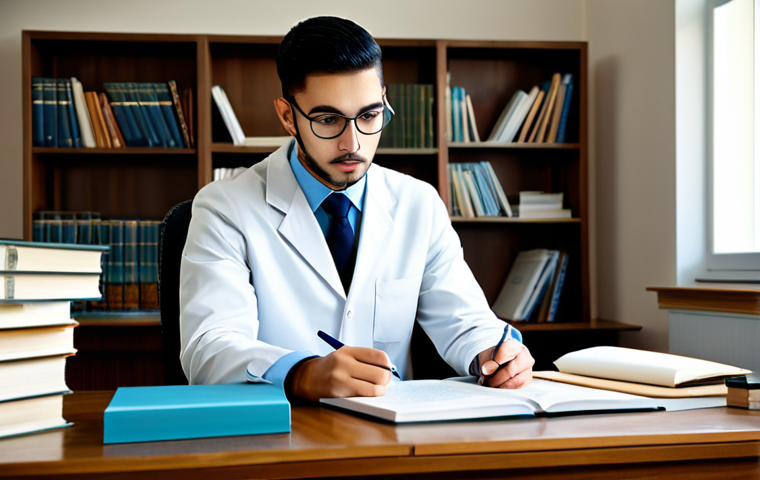 A diligent student in a study room, surrounded by textbooks and notes on animal husbandry, fully clothed in modest attire, safe for work, perfect anatomy, natural proportions, focused on a study plan, appropriate content, family-friendly, professional study environment.