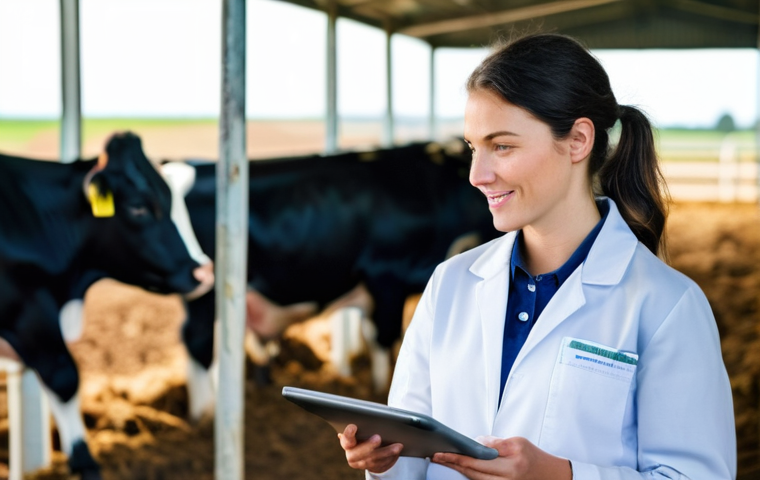 축산업 연봉 협상 전략 - **Prompt:** A confident and intelligent young female livestock professional, aged late 20s to early ...
