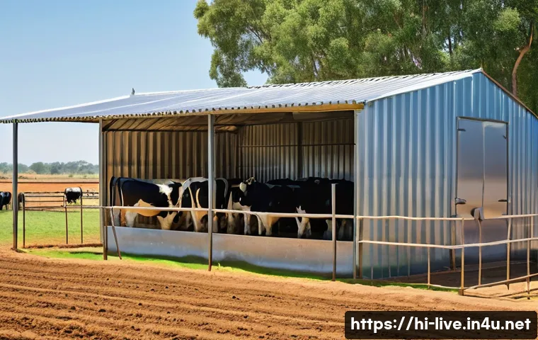축산업 사육 환경 개선법 - **Prompt:** A serene and well-maintained animal shed for dairy cows. The shed features a clean, dry ...