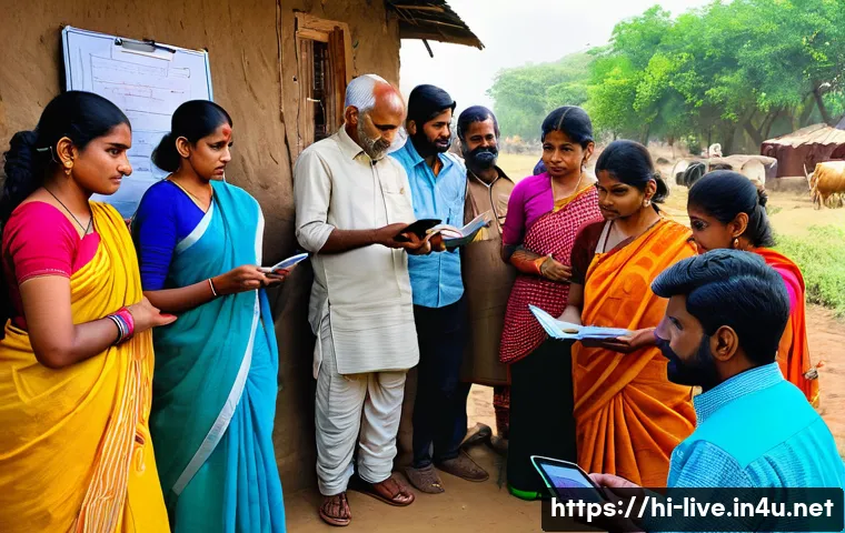 축산업 관련 단체 및 협회 소개 - A vibrant rural training workshop scene in India featuring diverse Hindi-speaking farmers gathered a...