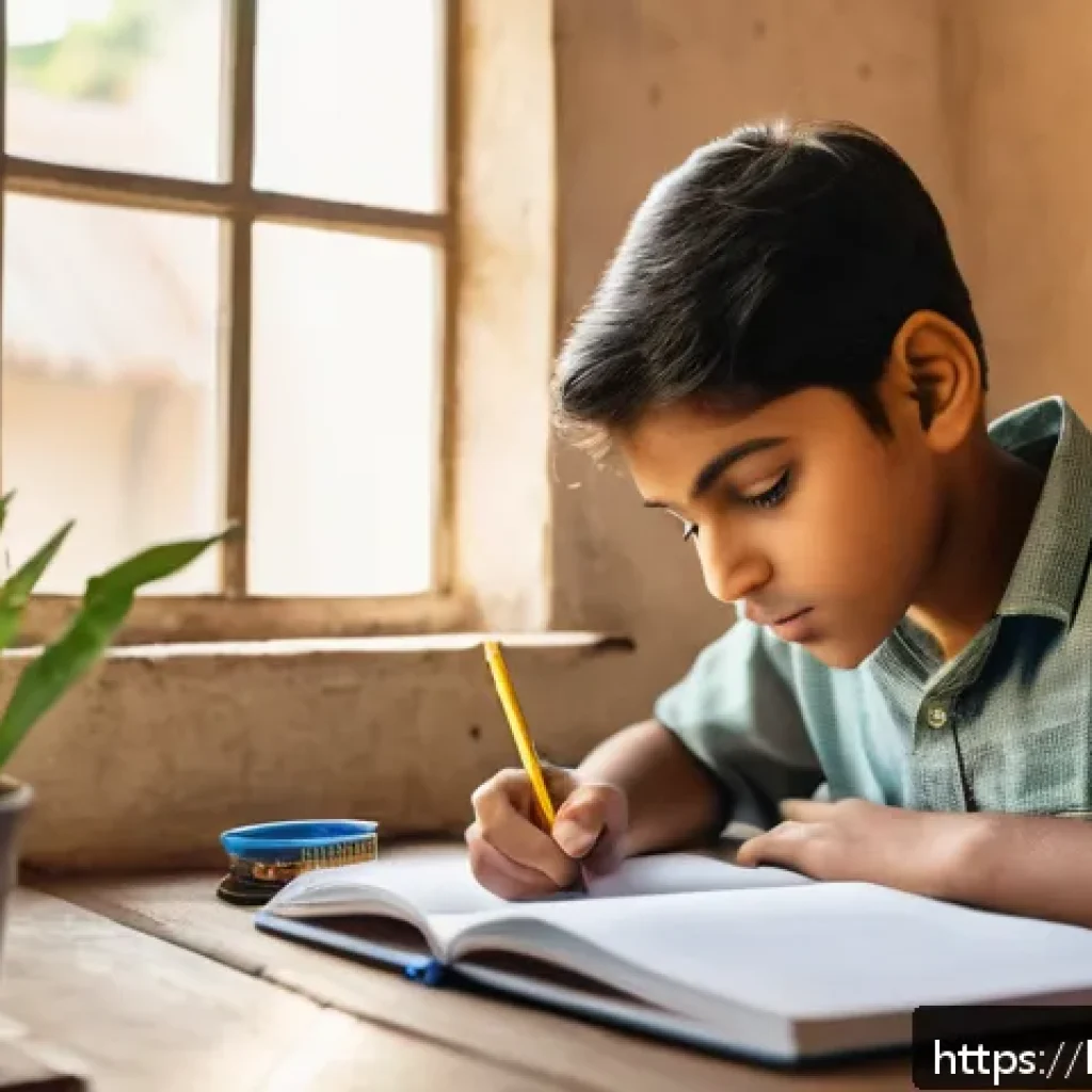 축산업 국가시험 합격 비결 - A focused study scene featuring a young Indian student sitting at a wooden desk in a well-lit room, ...